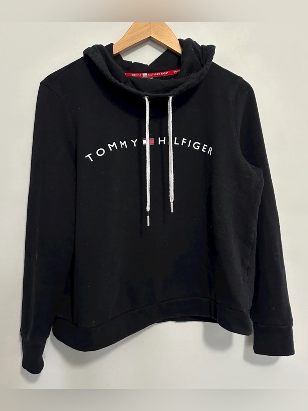 Tommy Hilfiger Sport Funnel Neck Sweatshirt Black and White Size Medium